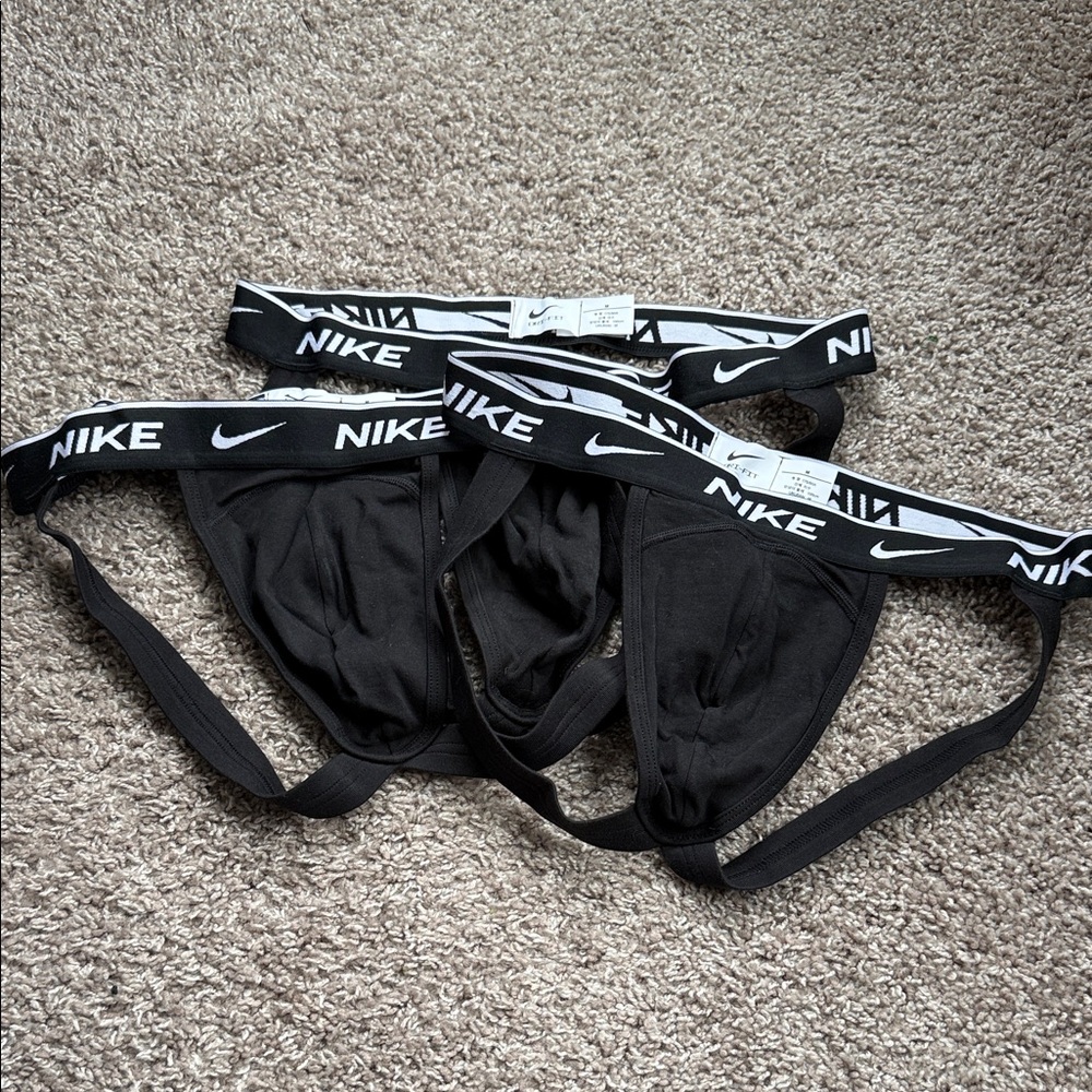 Nike Men's Black Jockstrap Briefs set of 3 size Medium